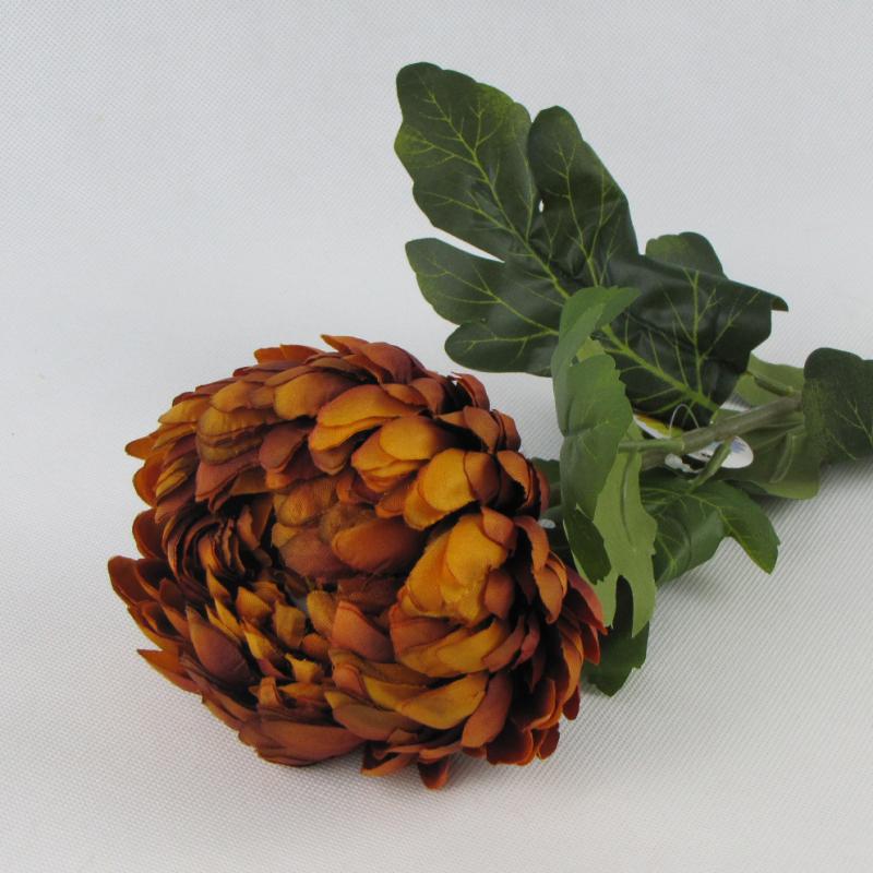 Chryzantema 75cm kwiat żółto-brązowy